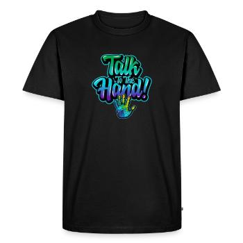 Parlez à la main (bleu) - T-shirt Premium bio Homme - noir - Devant - Nico (187cm)
