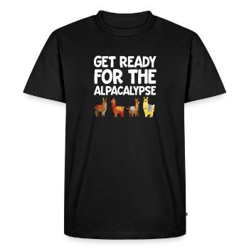 Alpaca Shirt Get Ready For The Alpacalypse Llama - Men's Premium Organic T-Shirt - black - Front - Nico (187cm)