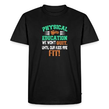 P.E Nous n’arrêterons pas tant que nos enfants ne seront pas en forme! Thé - T-shirt Premium bio Homme - noir - Devant - Nico (187cm)