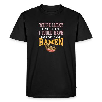 Tu as de la chance que je sois ici Drôle Ramen Lover T-Shirt - T-shirt Premium bio Homme - noir - Devant - Nico (187cm)