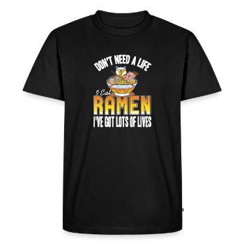 N’a pas besoin d’une vie je mange des ramen drôles d’amoureux des ramen - T-shirt Premium bio Homme - noir - Devant - Nico (187cm)