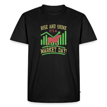 Rise And Shine C’est un jour de marché! Thé vintage - T-shirt Premium bio Homme - noir - Devant - Nico (187cm)
