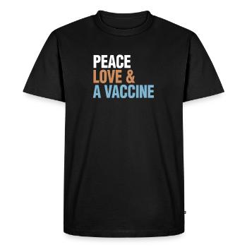 Peace Love Vaccine Pro-Vaccine - Men's Premium Organic T-Shirt - black - Front - Nico (187cm)