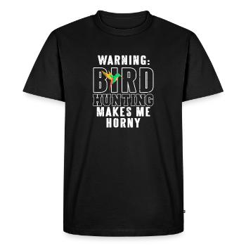 Avertissement: La chasse aux oiseaux me rend excité drôle de thé - T-shirt Premium bio Homme - noir - Devant - Nico (187cm)