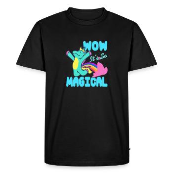 WOW C’est tellement magique Génial Licorne T-Shirt - T-shirt Premium bio Homme - noir - Devant - Nico (187cm)