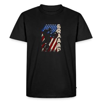 Braaap Vintage USA Drapeau Américain Dirt Bike - T-shirt Premium bio Homme - noir - Devant - Nico (187cm)