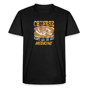 Vintage Chinese Plants Are The Best Medicine - Men's Premium Organic T-Shirt - black - Front - Nico (187cm)