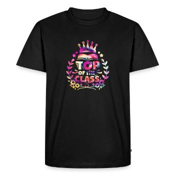 Haut de la classe Retour à l’école - T-shirt Premium bio Homme - noir - Devant - Nico (187cm)