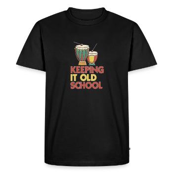 Keeping It Old School Afrobeat Djembe T-Shirt - Men's Premium Organic T-Shirt - black - Front - Nico (187cm)