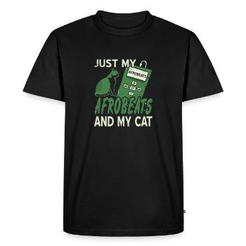 Just My Afrobeats And My Cat Vintage T-Shirt - Men's Premium Organic T-Shirt - black - Front - Nico (187cm)