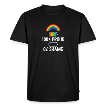 100% Fier 0%Honte Gay Pride - T-shirt Premium bio Homme - noir - Devant - Nico (187cm)