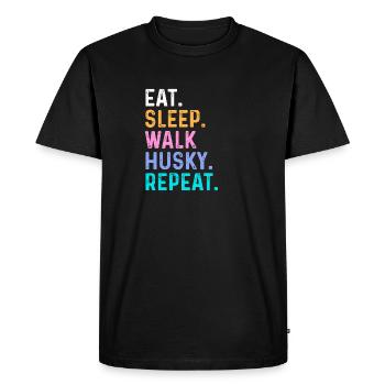 Manger Sleep Walk Husky Répéter - T-shirt Premium bio Homme - noir - Devant - Nico (187cm)