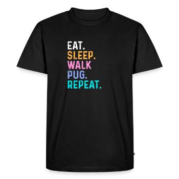 Manger Sleep Walk Pug Répéter - T-shirt Premium bio Homme - noir - Devant - Nico (187cm)