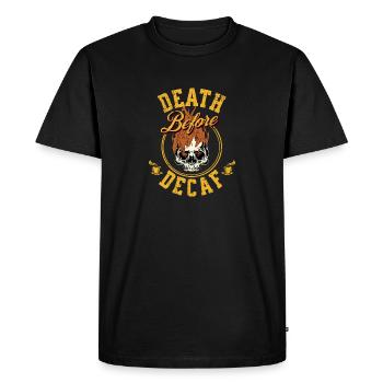 Mort avant décaféiné - T-shirt Premium bio Homme - noir - Devant - Nico (187cm)