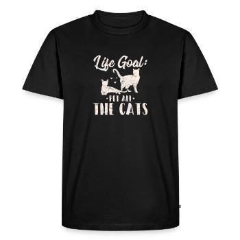 Objectif de vie: Pet All The Cats Funny Cat Lover Cat - T-shirt Premium bio Homme - noir - Devant - Nico (187cm)