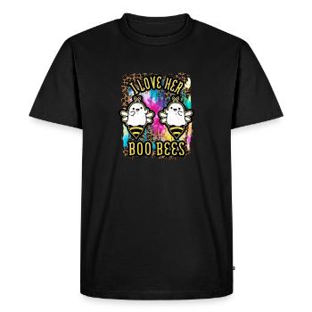 Halloween I love her Boo Bees Tie Dye - Men's Premium Organic T-Shirt - black - Front - Nico (187cm)