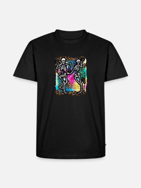 Halloween Skeletons Dancing Tie Dye - Men's Premium Organic T-Shirt - black