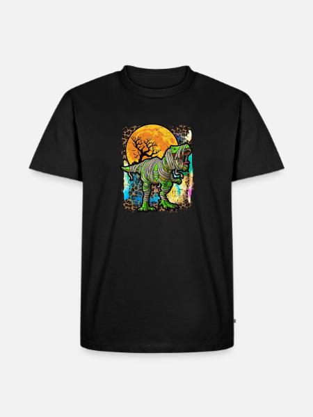 Halloween Dinosaur Zombie Tie Dye - Men's Premium Organic T-Shirt - black