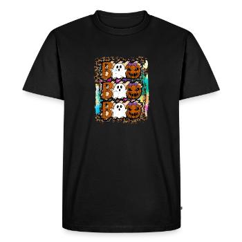 Halloween Boo Ghost Citrouille Tie Dye - T-shirt Premium bio Homme - noir - Devant - Nico (187cm)