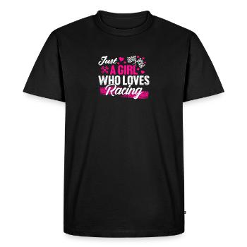 Juste une fille qui aime la course sur piste de terre battue Girlf - T-shirt Premium bio Homme - noir - Devant - Nico (187cm)