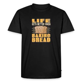 Life Gets Better When Baking Bread Vintage Tea - Men's Premium Organic T-Shirt - black - Front - Nico (187cm)