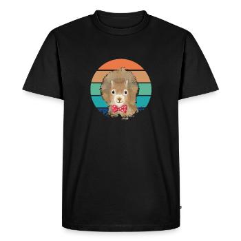 Retro Vintage Squirrel with Bow tie - Men's Premium Organic T-Shirt - black - Front - Nico (187cm)