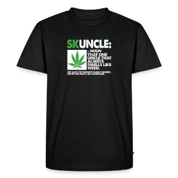 Skuncle Funny Uncle That Smells Like Weed - Men's Premium Organic T-Shirt - black - Front - Nico (187cm)