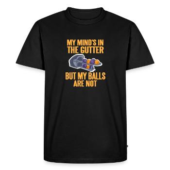 Mon est dans le caniveau mais mes couilles ne sont pas - T-shirt Premium bio Homme - noir - Devant - Nico (187cm)