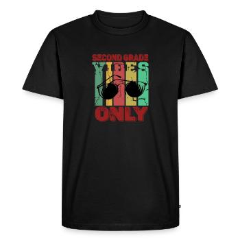 Vibrations de deuxième année Rétro 2e année Retour à l’école - T-shirt Premium bio Homme - noir - Devant - Nico (187cm)