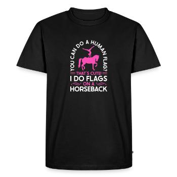 Voûter je fais des drapeaux à cheval - T-shirt Premium bio Homme - noir - Devant - Nico (187cm)