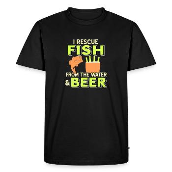 Je sauve des poissons de l’eau et de la bière Drôle de cadeau - T-shirt Premium bio Homme - noir - Devant - Nico (187cm)
