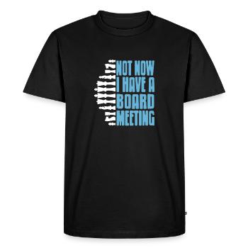 Pas maintenant j’ai une réunion de plateau drôle d’échecs - T-shirt Premium bio Homme - noir - Devant - Nico (187cm)