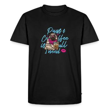 Funny pug dog head dog - Men's Premium Organic T-Shirt - black - Front - Nico (187cm)