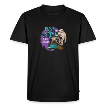 Funny pug dog head dog - Men's Premium Organic T-Shirt - black - Front - Nico (187cm)