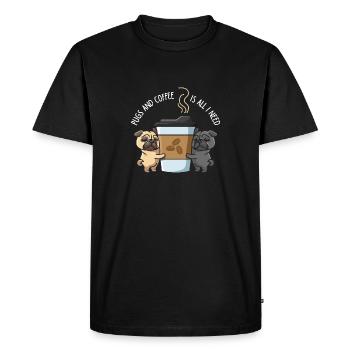 Funny Pug Dog Head Dog - Men's Premium Organic T-Shirt - black - Front - Nico (187cm)