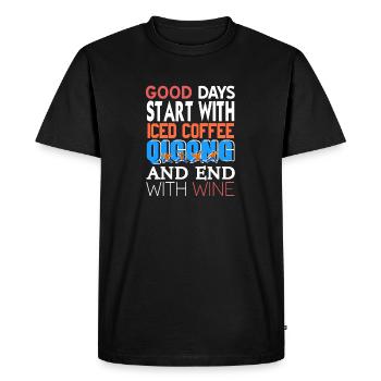 Good Days Start With Ice Coffee Qigong Awesome - Men's Premium Organic T-Shirt - black - Front - Nico (187cm)