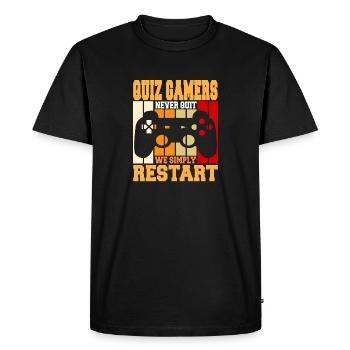 Les joueurs de quiz ne quittent jamais Nous redémarrons simplement cool - T-shirt Premium bio Homme - noir - Devant - Nico (187cm)