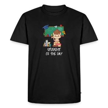 Chat étudiant du jour - T-shirt Premium bio Homme - noir - Devant - Nico (187cm)