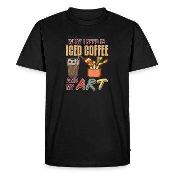 What I Need Is Iced Coffee & My Art Awesome - Men's Premium Organic T-Shirt - black - Front - Nico (187cm)