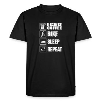 Iced Coffee Bike Sleep Repeat Drôle T-Shirt - T-shirt Premium bio Homme - noir - Devant - Nico (187cm)