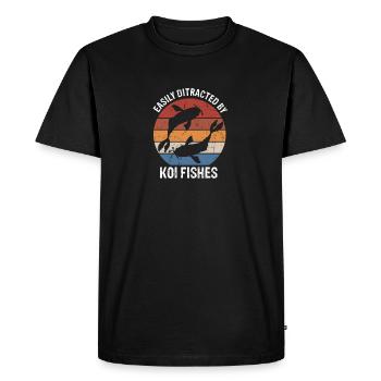 Facilement distrait par Koi Fishes Retro Vintage - T-shirt Premium bio Homme - noir - Devant - Nico (187cm)