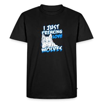 I Just Freaking Love Wolves Retro Vintage - Men's Premium Organic T-Shirt - black - Front - Nico (187cm)