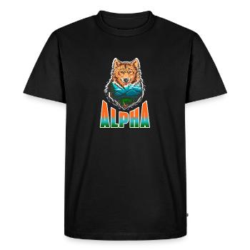ALPHA Cool Awesome Wolf Lover T-Shirt Present Gift - Men's Premium Organic T-Shirt - black - Front - Nico (187cm)