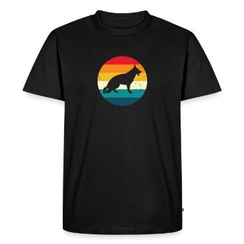 German Shepherd Retro, Vintage Style - Men's Premium Organic T-Shirt - black - Front - Nico (187cm)