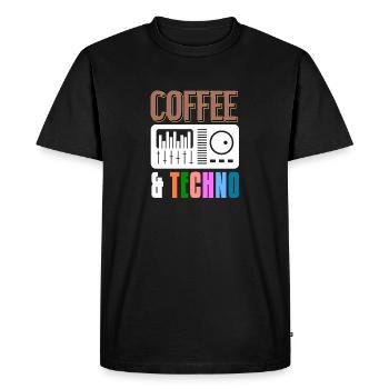 COFFEE & TECHNO Awesome Retro Music Techno - Men's Premium Organic T-Shirt - black - Front - Nico (187cm)