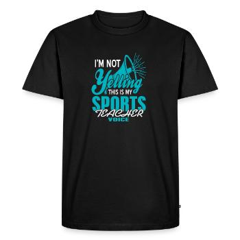 Je ne crie pas c’est ma voix de professeur de sport - T-shirt Premium bio Homme - noir - Devant - Nico (187cm)