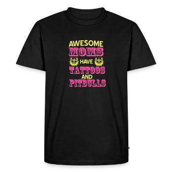 Super MOMS Have Tattoos & Pitbulls T-Shirt - T-shirt Premium bio Homme - noir - Devant - Nico (187cm)