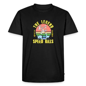 The Legend Retro Vintage Live To Ride Scooter - Men's Premium Organic T-Shirt - black - Front - Nico (187cm)
