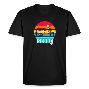 SCOOT LIFE Awesome Retro Scooter Rider T-Shirt - Men's Premium Organic T-Shirt - black - Front - Nico (187cm)