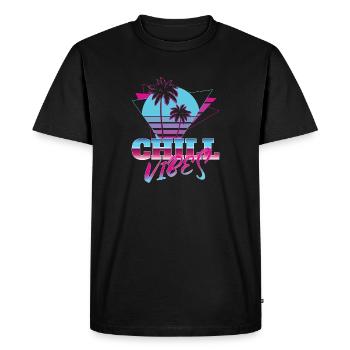 Chill vibes triangle tropical sunset 80s neon nost - Men's Premium Organic T-Shirt - black - Front - Nico (187cm)